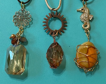 Wire Wrapped Glass Pendants / Wire Wrapped Stone Pendant