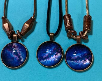 Blue Galaxy Pendant Necklaces