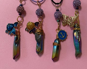 Lustre Quartz Wire Wrapped Pendants