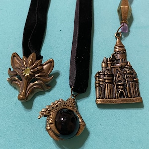 Fantasy Chokers Brass Toned Fox; Dragon Claw; Castle