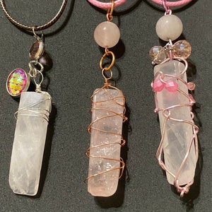 Wire Wrapped Rose Quartz Pendants