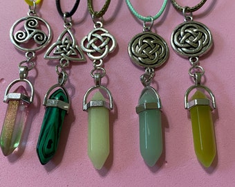 Synthetic Crystal Points / Celtic Pendants