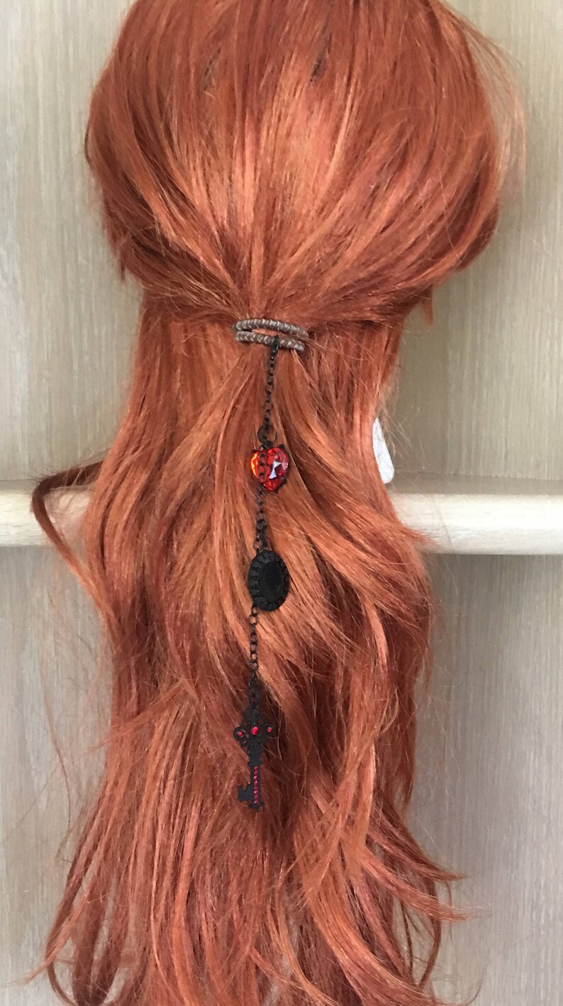 Gothic Black Heart And Key Hair Charm Hair Decoration Etsy