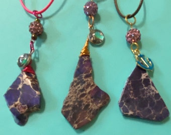 Imperial Jasper, Dyed, Pendants, Wire Wrapped