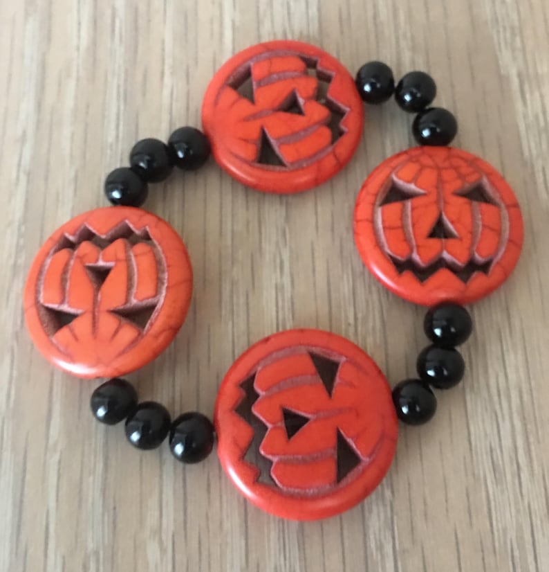 Pumpkin Bracelet / Halloween Pumpkin Bracelet / Jack O' Lantern ...