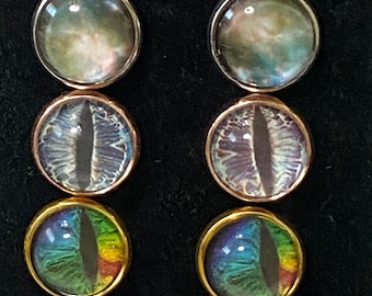 Fantasy Earrings Stainless Steel Posts / Dragon Eyes / Cosmic Galaxy / Triquetra