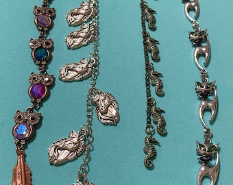 Animal Themed Hair Jewelry / Bracelets / Owls - Horses - Sea Horses - Cats