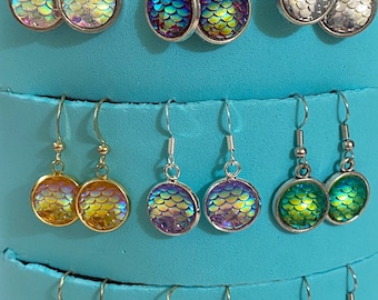 Dragon Scale Dangle Earrings / Mermaid Scale Dangle Earrings / Fish Scale Dangle Earrings