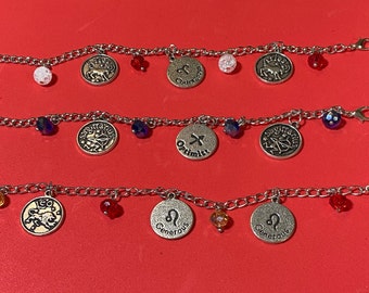 Zodiac Bracelet/Fire Signs/Aries-Sagittarius-Leo Charm Bracelets