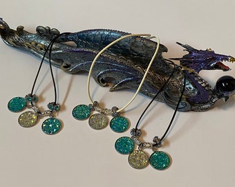 Faux Druzy Pendants / Blue-Pearl