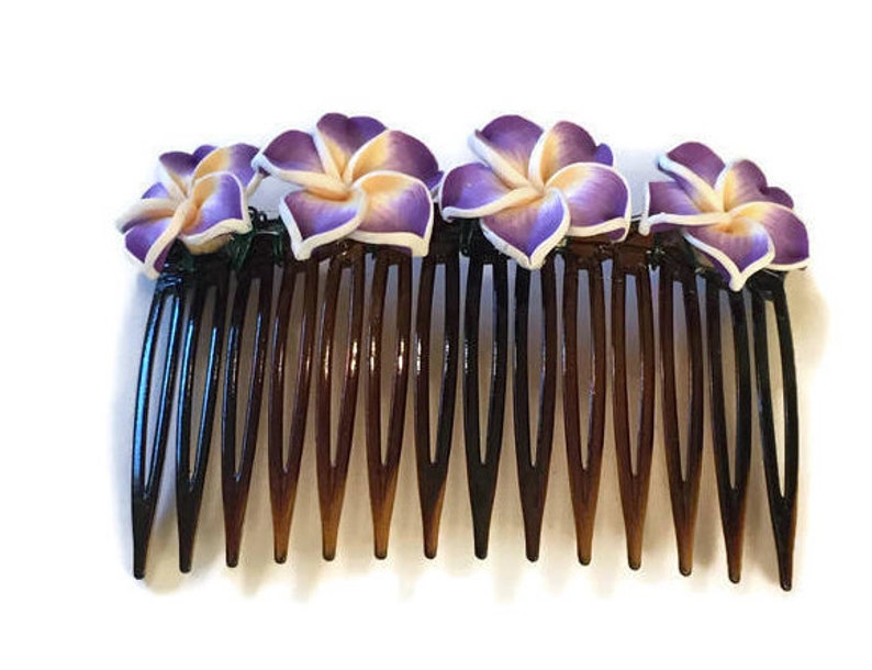 Purple Polymer Clay Flower Comb / Decorative Hair Comb / Etsy