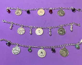 Zodiac Bracelet / Water Signs / Scorpio-Cancer-Pisces Charm Bracelets