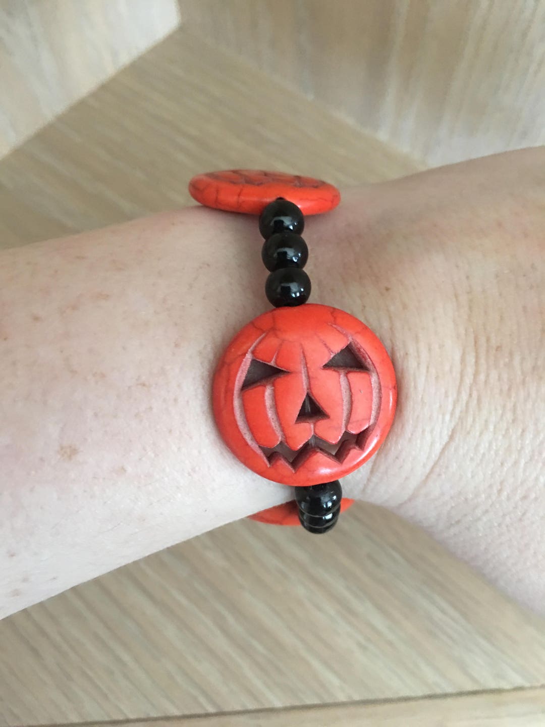 Pumpkin Bracelet / Halloween Pumpkin Bracelet / Jack O' Lantern ...