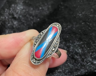 Southwestern inlay ring with multiple stones