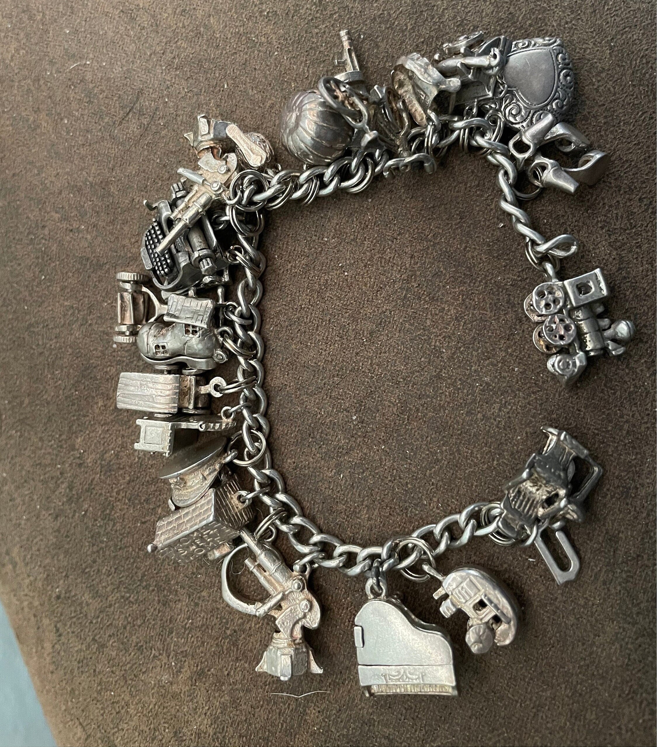 Vintage sterling charm (24) bracelet