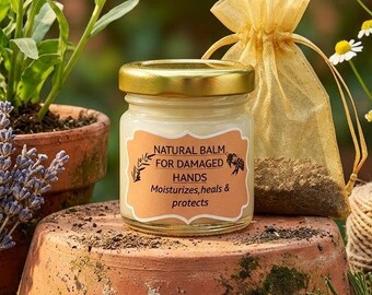 Naturalny balsam z woskiem pszczelim do suchych i popękanych dłoni | Nagietek, rumianek, arnika, lawenda | Głęboko odżywiający | Bez parabenów i chemikaliów | 40 ml