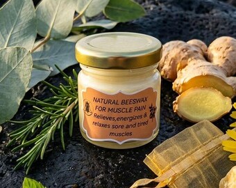 Natural Beeswax Balm for Tired Muscles | Arnica Eucalyptus Mint Ginger Rosemary | Warming & Cooling | No Parabens No Chemicals | 40ml