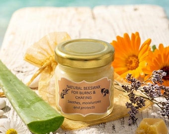 Natural Beeswax Balm for Burned & Chafed Skin | Calendula Lavender Frankincense | No Parabens No Chemicals | Greek Artisan | 40ml