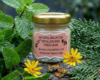 Natural Beeswax Balm for Tired & Heavy Legs | Mint Cypress Rosemary Arnica | Cooling and Refreshing | No Parabens No Chemicals | 40ml