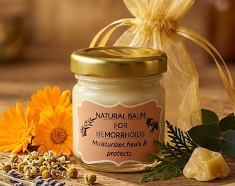 Naturalny balsam z woskiem pszczelim na hemoroidy | Bez parabenów i chemikaliów | Nagietek, arnika, cyprys | Łagodząca maść botaniczna | 40 ml