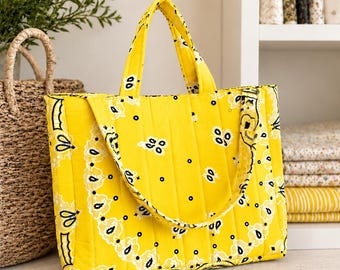 Bolso de bandana hecho a mano, bolso acolchado, bolso de mercado, bolso para pañales, mini bolso de bandana, mini bolso acolchado, bolso personalizado, bolso de bandana personalizado, acolchado