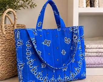 Bolso de bandana hecho a mano, bolso acolchado, bolso de mercado, bolso para pañales, mini bolso de bandana, mini bolso acolchado, bolso personalizado, bolso de bandana personalizado, acolchado