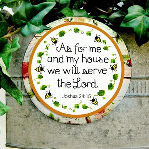Joshua 24:15, As for me and my house we will serve the Lord, Bible verse magnet, Scripture gift, Christian decor, Christian home gift