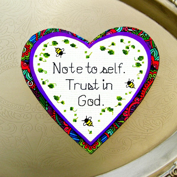 Note to self Trust in God, Christian magnet, Encouraging gift for friend, Christian decor, Funny Christian gift, Send a gift, Gift under 10