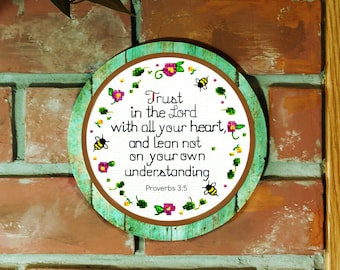 Proverbs 3:5. Trust in the Lord with all your heart, Scripture plaque, Christian wall décor, Bible verse sign, Christian gifts for women