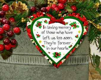 In loving memory, Family memorial, Christmas ornament, Forever in our hearts ornament, Family Christmas gift, In loving memory family gift