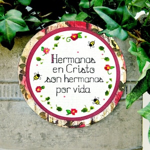 Sisters in Christ, Spanish gift, Quote magnet,  Spanish Christian quote, Secret Sister,  Christian friend gift, Spanish friend