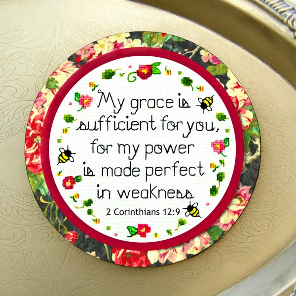 2 Corinthians 12:9, My grace is sufficient for you, Bible verse magnet, Christian recovery gift, Scripture gifts for women, Religious gifts