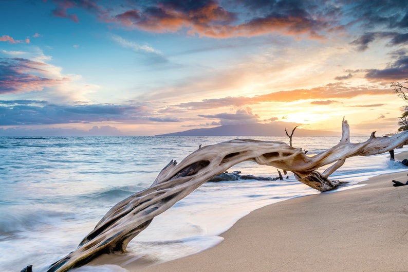 Sunset over the ocean Maui, Hawaii Metal Print image 1