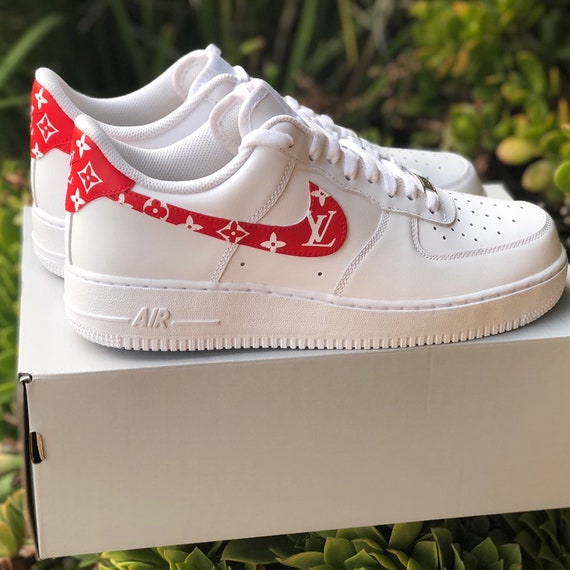 Air Force 1 Supreme Louis Vuitton with back tab Customs | Etsy