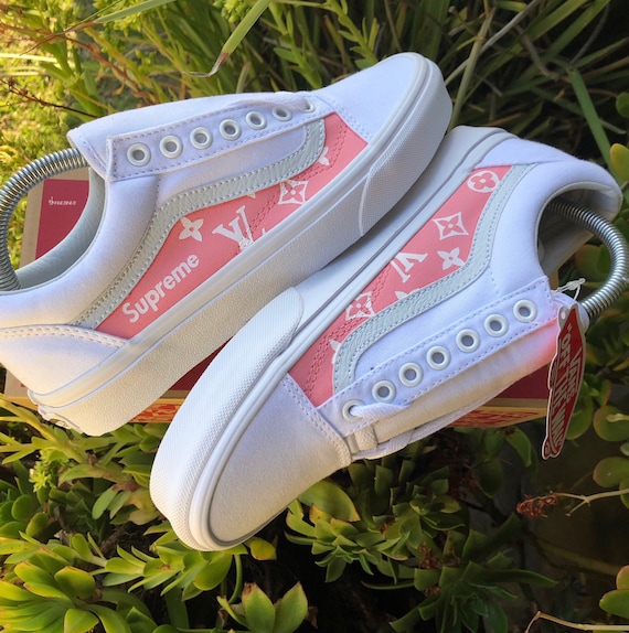 Vans Pink Supreme Louis Vuitton Customs | Etsy