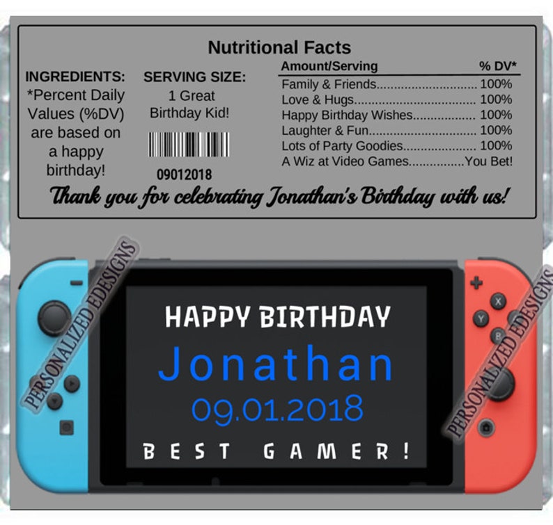 NINTENDO CONTROLLER Chocolate Candy Bars Wrappers Party Favors | Etsy