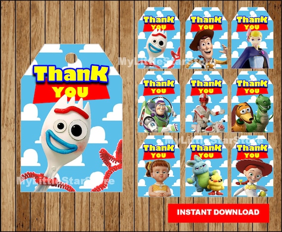 Toy Story 4 Thank You Tags Printable Toy Story Tags Toy Etsy