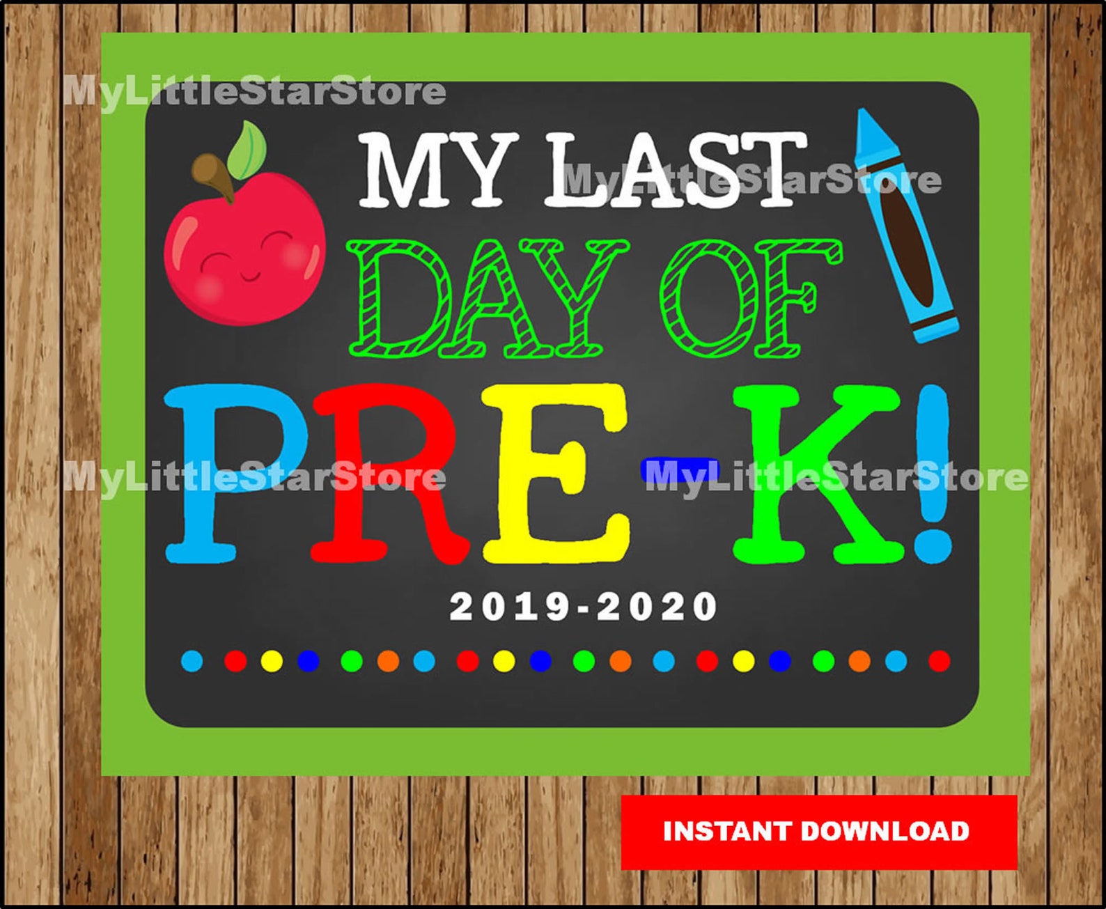 Last day of pre k sign printable last day of pre k photo etsy