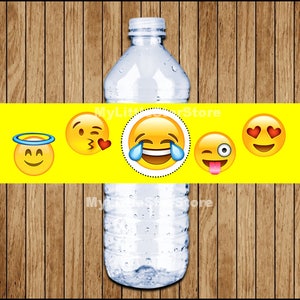 Emoji Bottle Labels, Printable Emoji Water Bottle Labels, Emoji Party ...