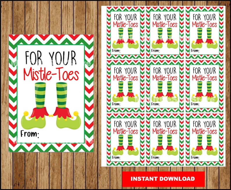 For Your Mistle-toes Christmas Gift Tags Printable Elf Feet - Etsy