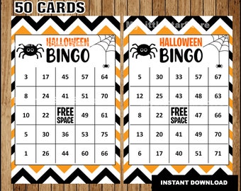 Printable Halloween Bingo Game, Halloween Bingo cards, Instant download
