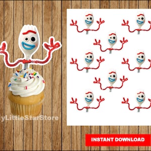 Printable Forky Cupcakes Toppers, Forky Toppers, Toy Story 4 party Toppers Instant download