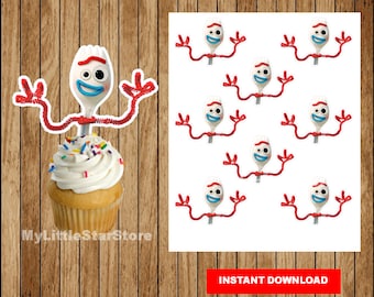 Printable Forky Cupcakes Toppers, Forky Toppers, Toy Story 4 party Toppers Instant download