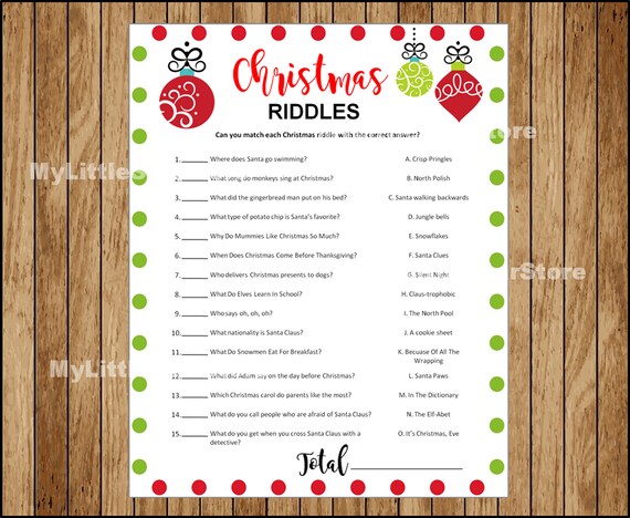 Christmasriddle Game Printable Christmas Game Christmas - Etsy UK