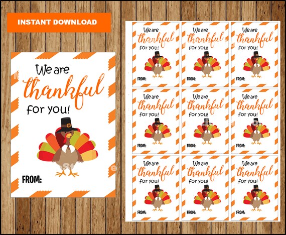 Printable Thanksgiving Turkey Tags We Are Thankful for You - Etsy