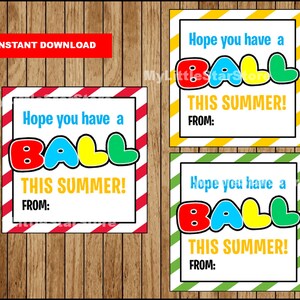 End of the school year Tags, Printable Have A Ball This Summer Gift Tag, School Summer tag Instant download