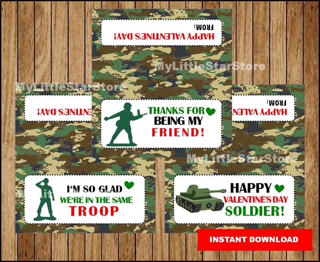 Army Valentine Treat Bag Toppers, Printable Military Valentine ...