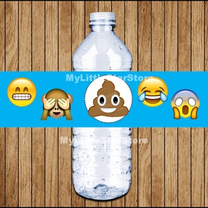 Emoji Bottle Labels, Printable Emoji Water Bottle Labels, Emoji Party ...