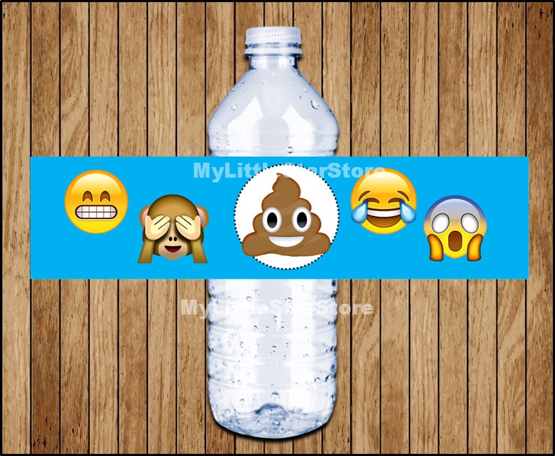 Emoji Bottle Labels Printable Emoji Water Bottle Labels Etsy