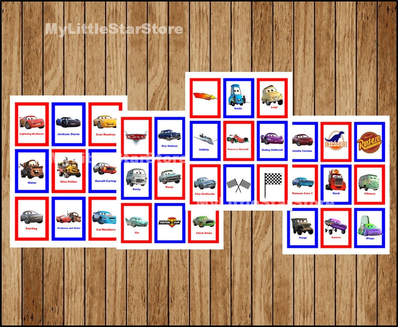 cars bingo 30 cards printable cars bingo game disney cars